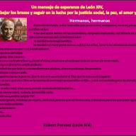 Un mensaje de esperanza de León XIV, para no bajar los brazos y seguir en la lucha por la justicia social, la paz, el amor y la vida