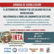 21 de abril, Jornada de visibilización  por la situación de ajuste y vaciamiento que está sufriendo el INTA.