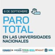 Paro nacional universitario el martes 8 de setiembre por cumplimiento de la ley de financiamiento.